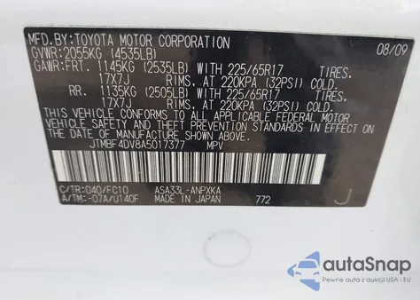 2010 Toyota Rav4 from USA, damaged, VIN JTMBF4DV8A5017377